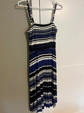 Soma Striped Spaghetti Strap Maxi Dress in Blue, Black & White
